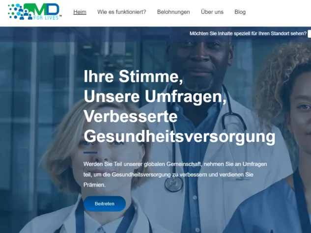 Bild: mdforlives.com kündigt aufregende neue Möglichkeit an: Bezahlte medizinische Umfragen für Patienten