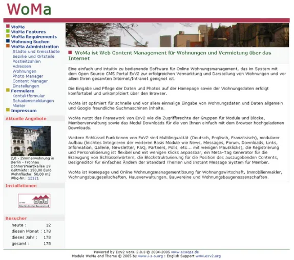 Bild: WoMa: Web Content Management für Wohnungen und Vermietung über das Internet