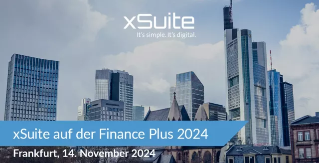 Bild: xSuite Group als Kompetenzpartner auf der Finance Plus 2024