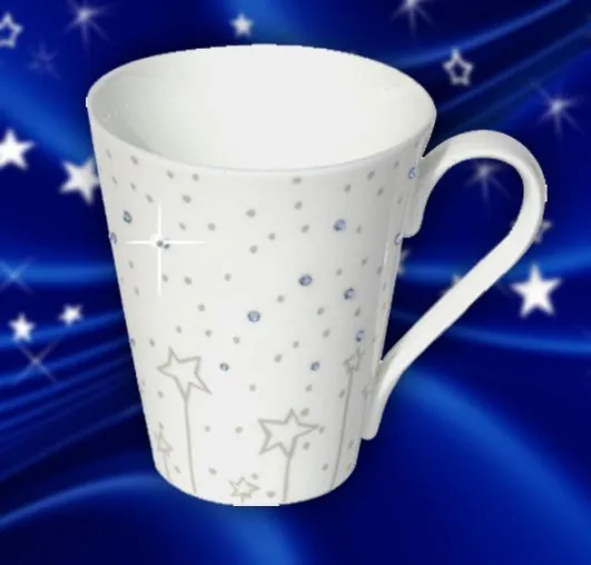Designer-Becher aus feinem China-Bone-Porzellan mit Swarowski-Kristallen Bild: Designer-Becher aus feinem China-Bone-Porzellan mit Swarowski-Kristallen