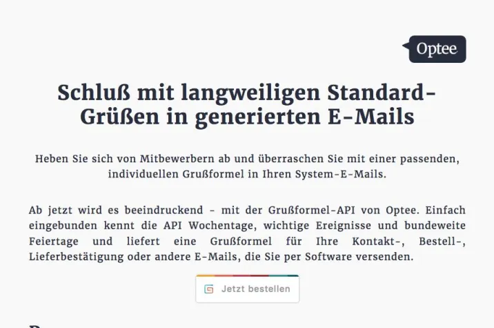 Bild: Digitale Grußformel-API von Optee