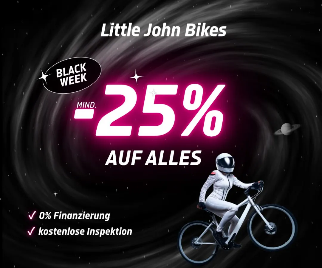 Black Week bei Little John Bikes: mindestens 25% Rabatt auf alles (© Little John Bikes GmbH)