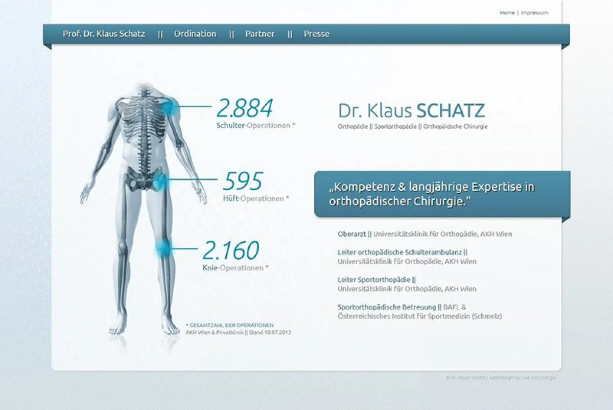 Neu konzipierte und gestaltete Website von Dr. Schatz
