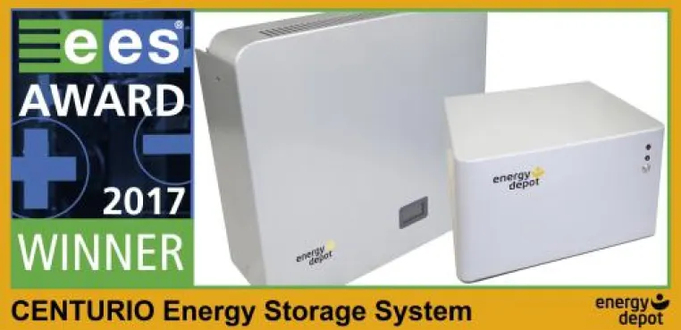 Energy Depot erhält den ees AWARD 2017 für das CENTURIO Energiespeichersystem Bild: Energy Depot erhält den ees AWARD 2017 für das CENTURIO Energiespeichersystem