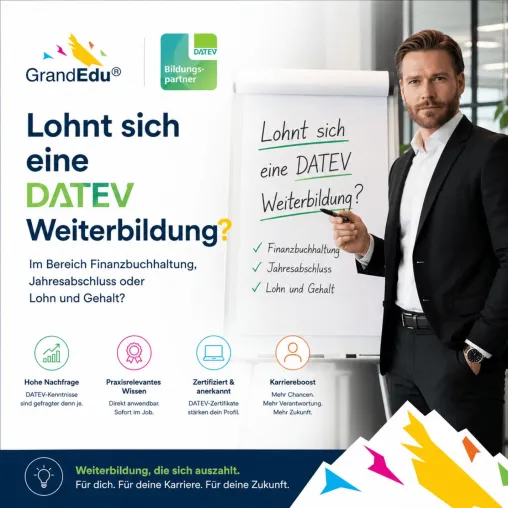 Bild: Lohnt sich eine DATEV Weiterbildung? GrandEdu zeigt Karrierechancen in Finanzbuchhaltung und Jahresabschluss