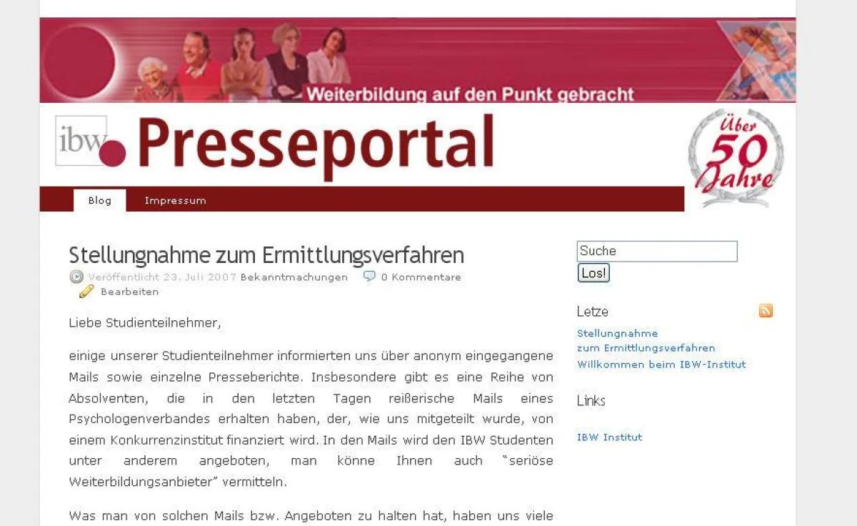 Neues Presseportal des IBW online