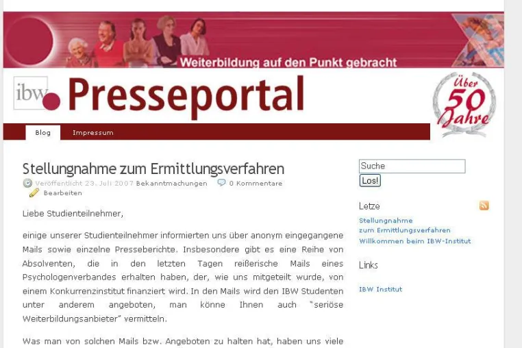 Bild: IBW richtet Presseportal ein