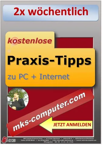 Bild: Newsletter-Dienst mit Praxis-Tipps zu PC + Internet auf mks-computer.com