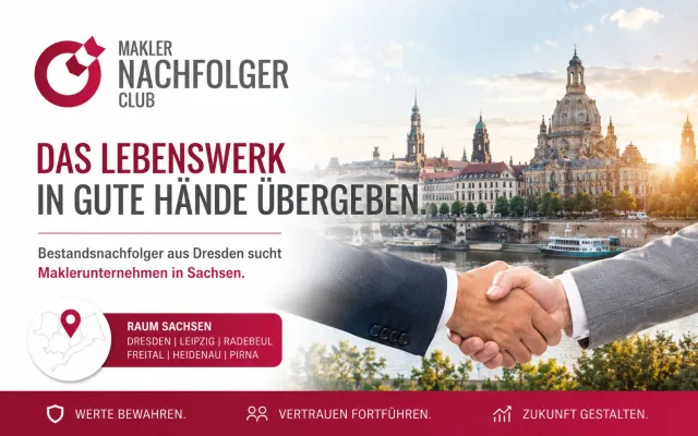Bild: Bestandsnachfolger aus Dresden sucht Maklerunternehmen in Sachsen – Das Lebenswerk in gute Hände übergeben