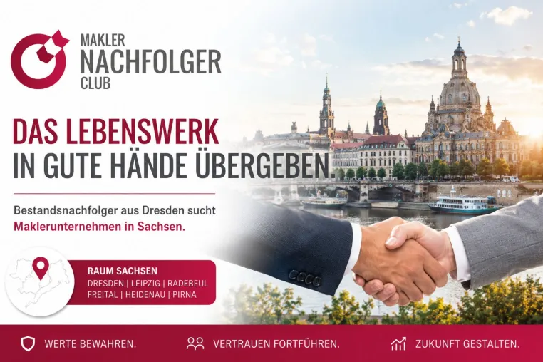 Bild: Bestandsnachfolger aus Dresden sucht Maklerunternehmen in Sachsen – Das Lebenswerk in gute Hände übergeben