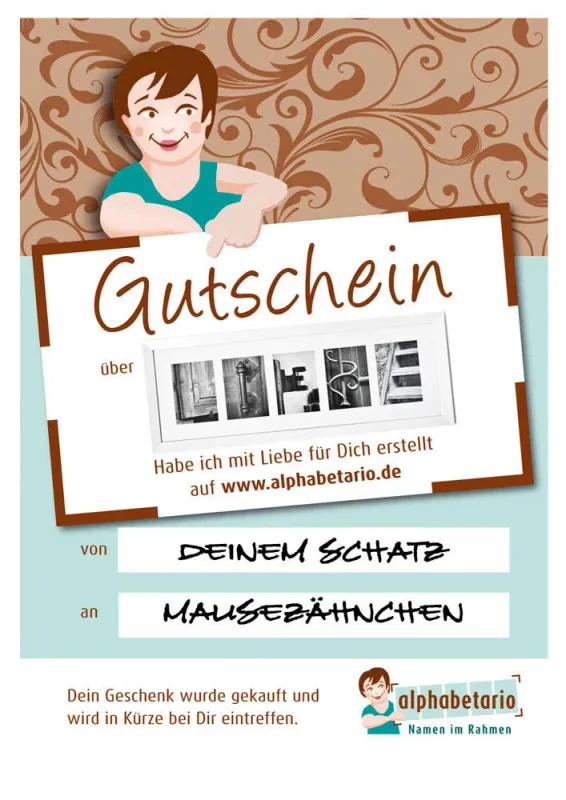 Der kunstvolle Last-Minute Gutschein zu Weihnachten, ermöglicht Schenken auch 5 vor