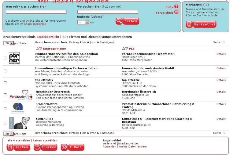 Werbefreies Branchenverzeichnis für Österreich als Online-Branchenbuch vorgestellt Bild: Werbefreies Branchenverzeichnis für Österreich als Online-Branchenbuch vorgestellt