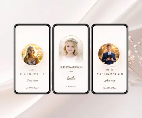 Digitale Einladungskarten 2026: Digitale Trends bei Konfirmation und Kommunion Bild: Digitale Einladungskarten 2026: Digitale Trends bei Konfirmation und Kommunion
