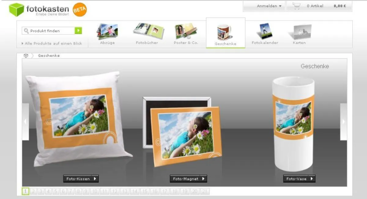 Das Produktkarussell dreht sich im  individuellen Design und zeigt, was mit einem Foto möglich ist