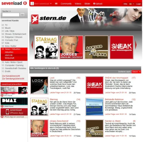 stern.de mit Branded Channel bei sevenload Bild: stern.de mit Branded Channel bei sevenload