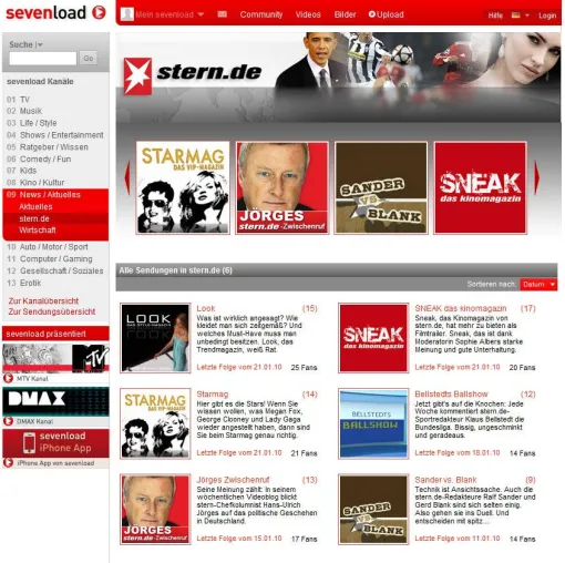 Bild: stern.de mit Branded Channel bei sevenload