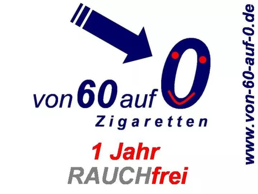 1 Jahr rauchfrei - Blogger vom WeBlog "Von 60 auf 0 Zigaretten" feiert weitere Erfolgsgeschichte Bild: 1 Jahr rauchfrei - Blogger vom WeBlog "Von 60 auf 0 Zigaretten" feiert weitere Erfolgsgeschichte