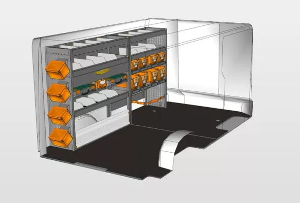 Bild: Ein Servicefahrzeug mit StoreVan Ausstattung für den Ofenbau.