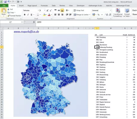 Excel Landkarte für Controller Bild: Excel Landkarte für Controller