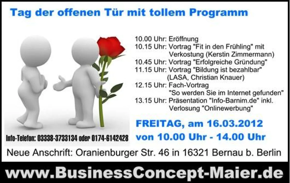 UnternehmerForum Barnim wieder in Bernau: Große Eröffnung am 16. März 2012 ab 10:00 Uhr
