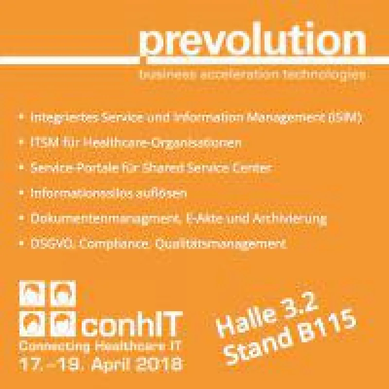 Prevolution zeigt auf der conhIT 2018 integriertes Service- und Information-Management für Healthcare