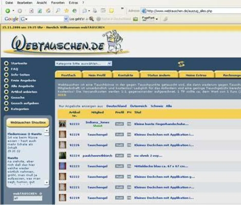 Screenshot von webtauschen.de