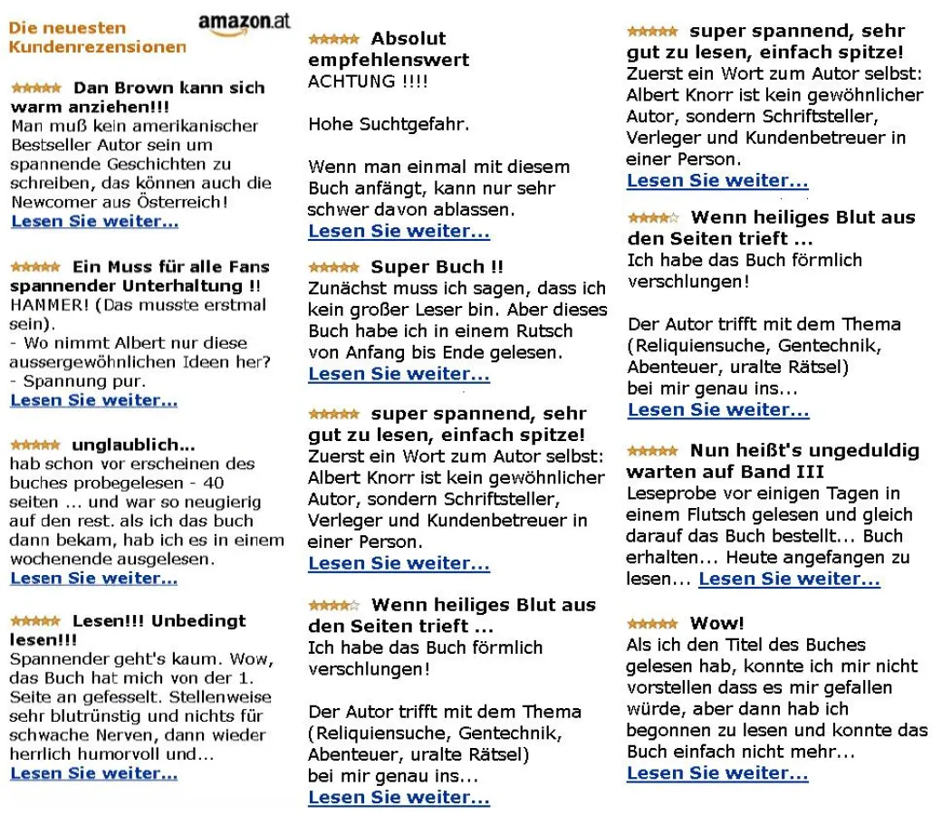 Rezensionen bei Amazon