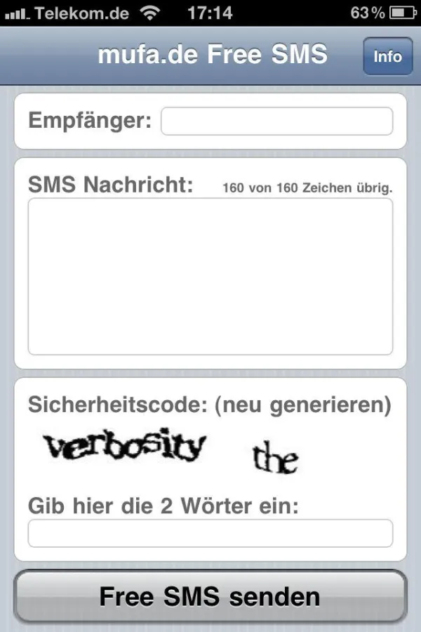 mufa.de Free SMS iPhone App