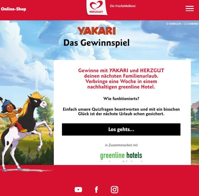 Die Gewinnspielseite