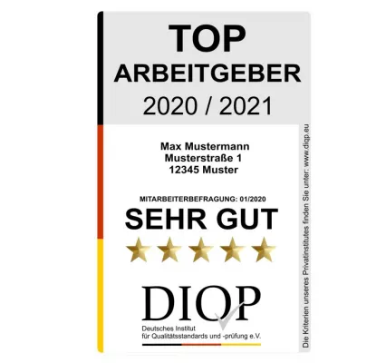 Bild: Top Arbeitgeber (DIQP), das Arbeitgebersiegel für Vorzeige- Unternehmen