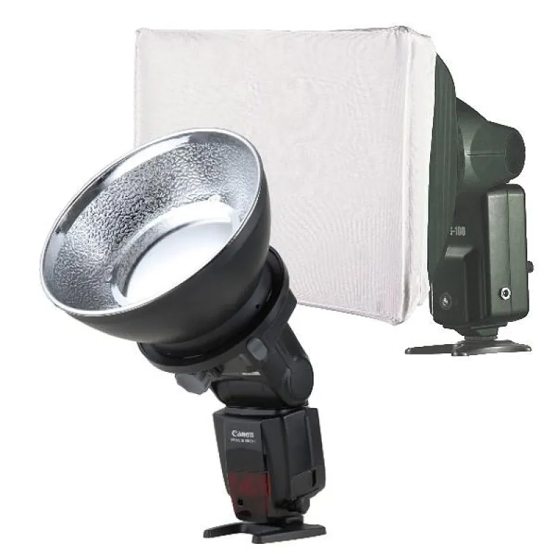 Systemblitz mit Softbox und Spot-Tubus