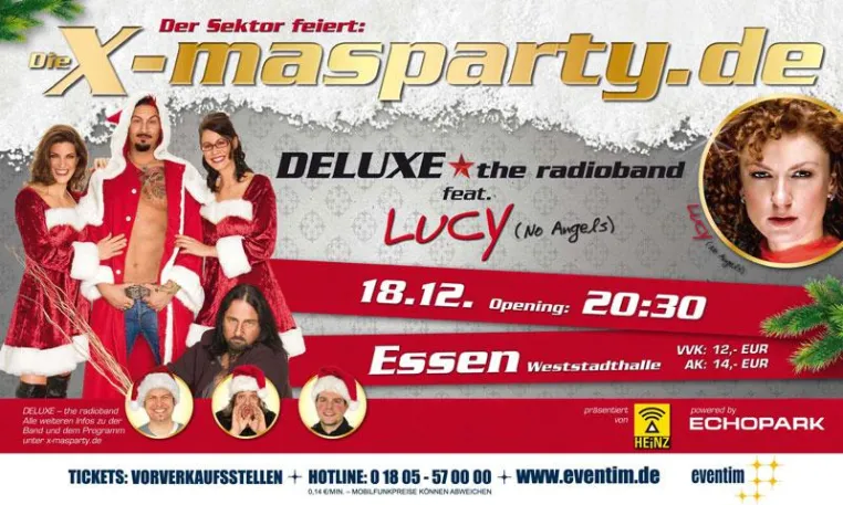 X-masparty featuring Lucy (No Angels) mit Deluxe - the radioband am 18.12.2009 in Essen Bild: X-masparty featuring Lucy (No Angels) mit Deluxe - the radioband am 18.12.2009 in Essen