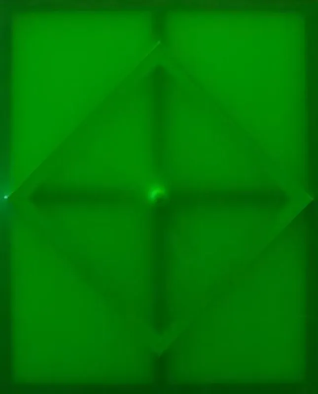 Dana Greiner, Ohne Titel (Latex grün), 2015, Mischtechnik, 110 x 90 cm