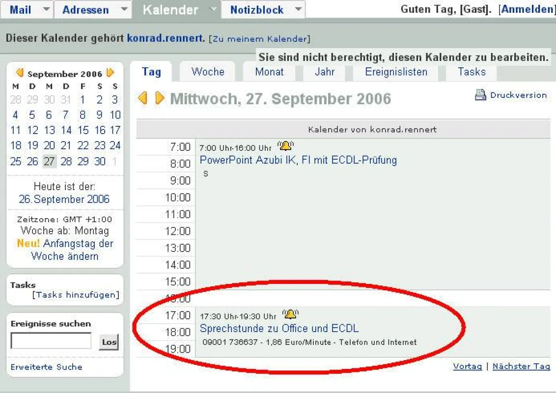 Sprechstunden können aus dem Kalender im Internet entnommen werden