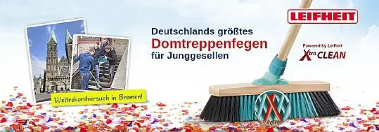Bild: Deutschlands größtes Domtreppenfegen für Junggesellen - Leifheit sucht 100 „heiße Feger“