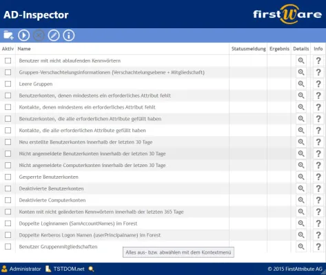 Bild: FirstWare-AD Inspector 2015 - Active Directory Datenqualität mit kostenlosem Tool testen