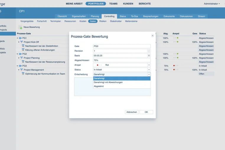 Bild: Planforge ermöglicht Verfolgung des Produktreifegrads mit neuer Gate Management Option