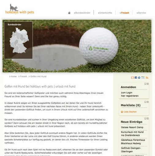 Bild: holidays with pets | ...und mit hund bietet neuen Vertriebsweg für hundefreundliche Golfclubs