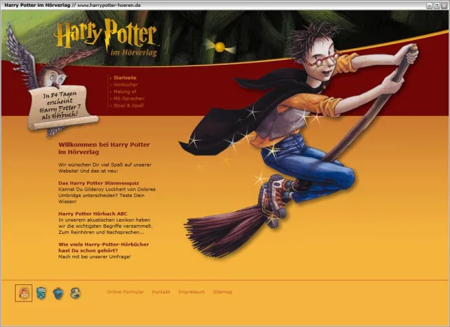 Bild: Harry Potter schöner hören - Münchner Designer gestalten Webseite für Hörverlag