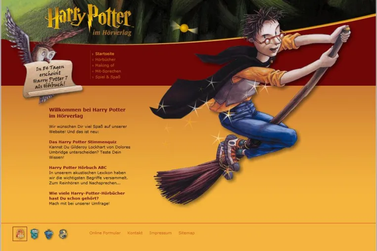 Harry Potter schöner hören - Münchner Designer gestalten Webseite für Hörverlag Bild: Harry Potter schöner hören - Münchner Designer gestalten Webseite für Hörverlag