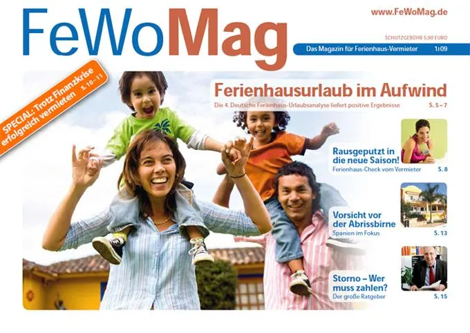 Bild: Titelthema FeWoMag - Ferienhausurlaub im Aufwind
