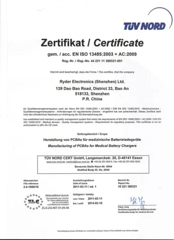 EMS-Spezialist Ryder Industries holt sich Zertifizierung nach DIN EN ISO 13485 Bild: EMS-Spezialist Ryder Industries holt sich Zertifizierung nach DIN EN ISO 13485