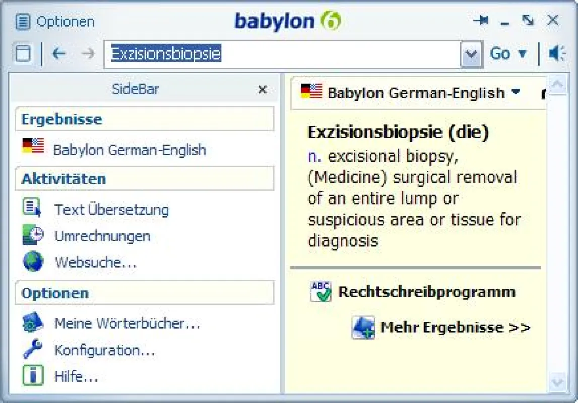 Babylon-Popup-Fenster: Nachschlagen per Mausklick (Bild: Babylon)