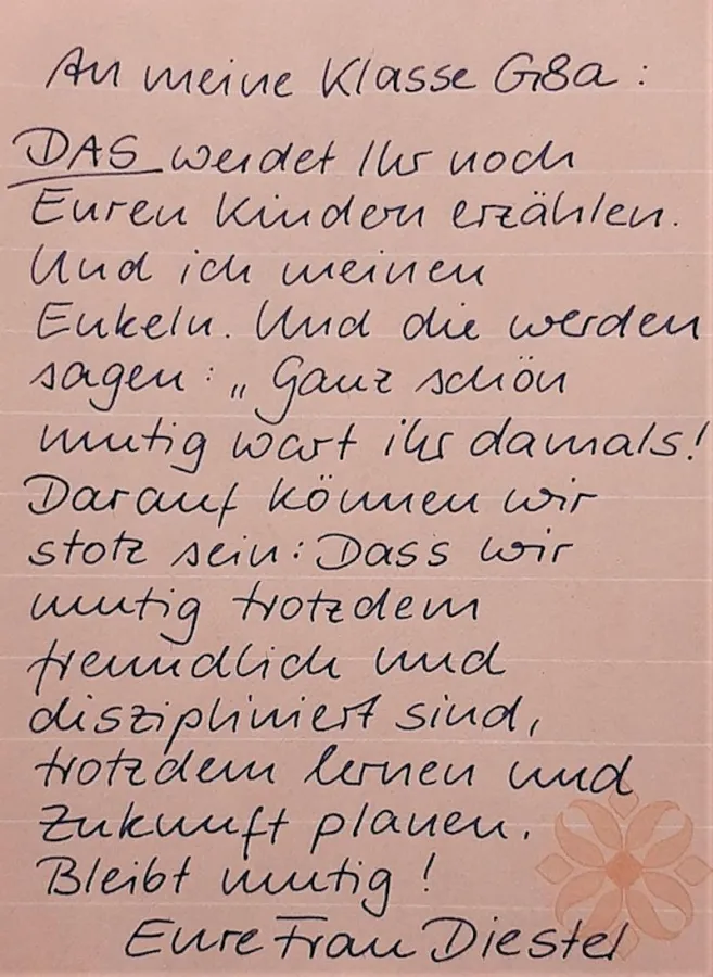 Ein Brief, der den Schülern Mut macht