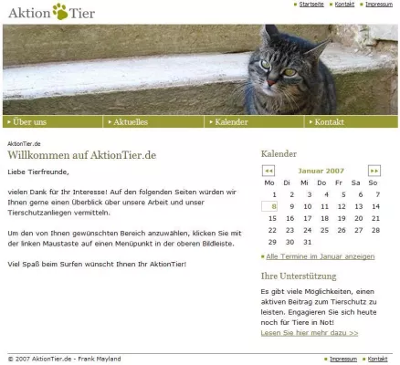 Neuer Internetauftritt der AktionTier.de Bild: Neuer Internetauftritt der AktionTier.de