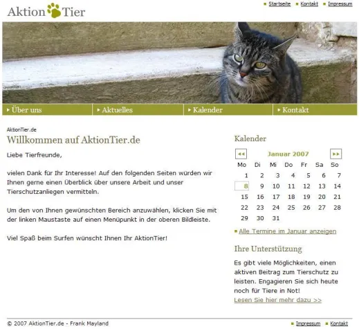 Bild: Neuer Internetauftritt der AktionTier.de