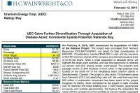 Bild: Uranium Energy übernimmt weiteres Projekt und Geologen - H.C. Wainwright sieht 220 % Kurspotenzial