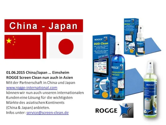 Bild: 01.06.2015 China/Japan … Eimsheim ROGGE Screen Clean Produkte nun auch im 'Land der aufgehenden Sonne'
