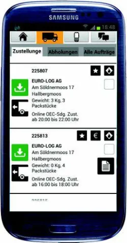 Telematik-App Mobile Track zur Abdeckung sämtlicher Transportprozesse Bild: Telematik-App Mobile Track zur Abdeckung sämtlicher Transportprozesse