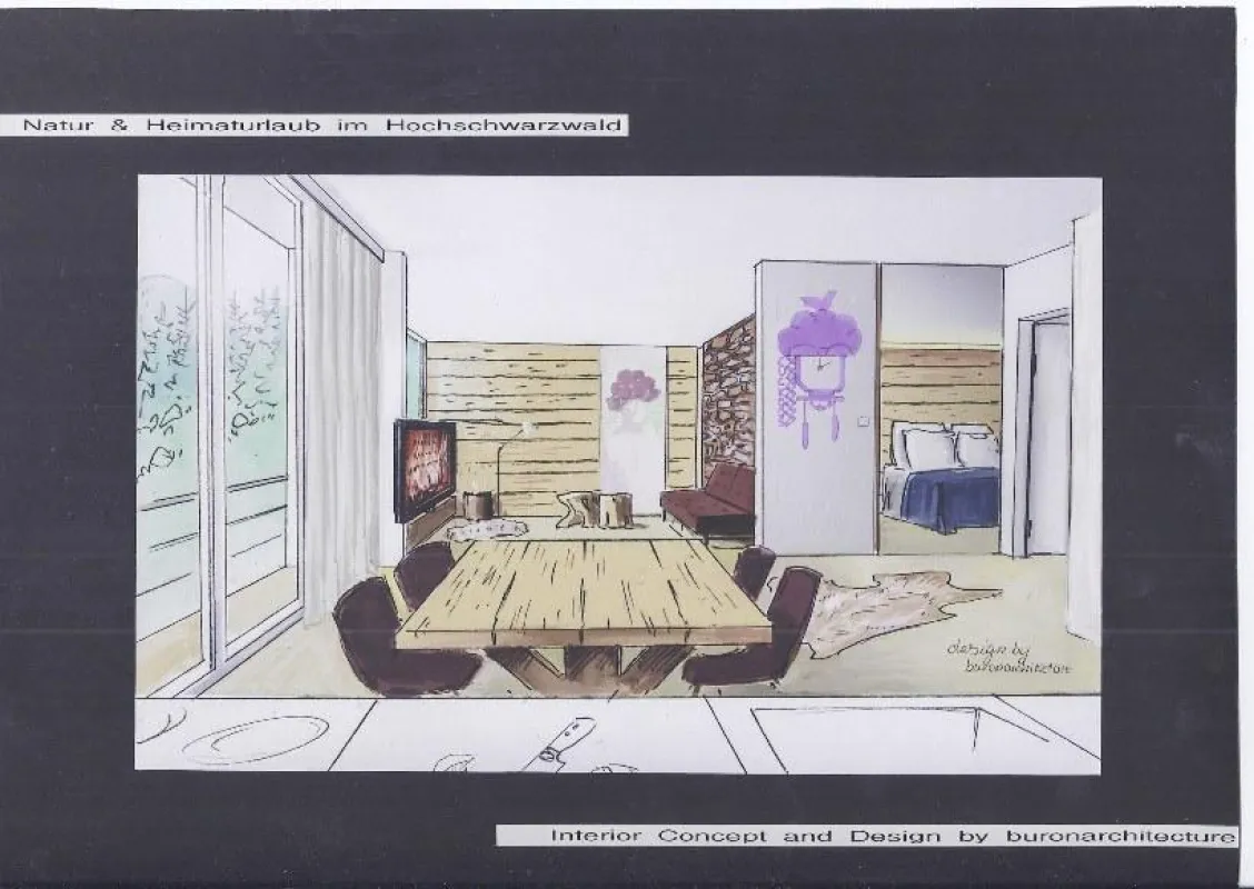 Ferienwohnungswohnungslinie Hochschwarzwald Wohnzimmer © buronarchitecture
